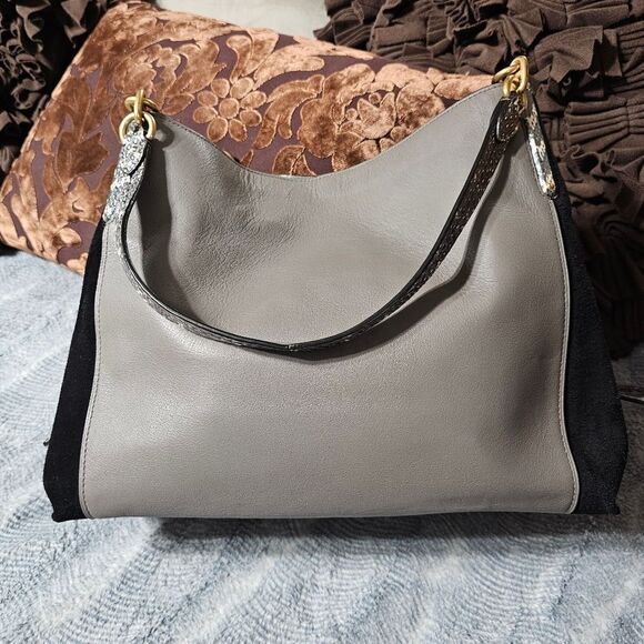 Coach Dalton 31 Shoulder Bag Purse in Colorblock with Pearlized Python Snakeskin - Picture 2 of 10